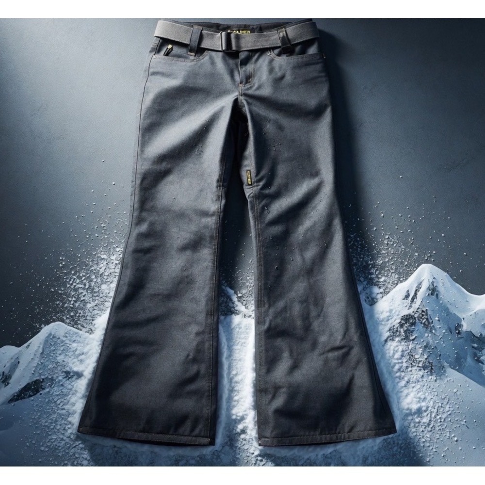 Holden Snowboard Pants Mens Medium Grey Denim Waterproof‎ Breathable Flare Wide